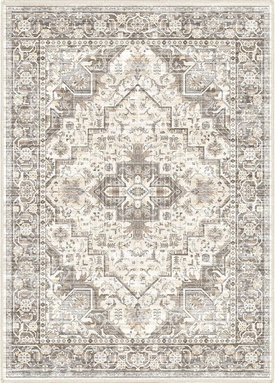 Washable Vintage Area Rug 9x12 for Living Room and Home Decor