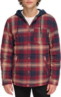 Levi's Mens Plaid Sherpa Lined Hooded Shirt Jacket - Quilted Warmth