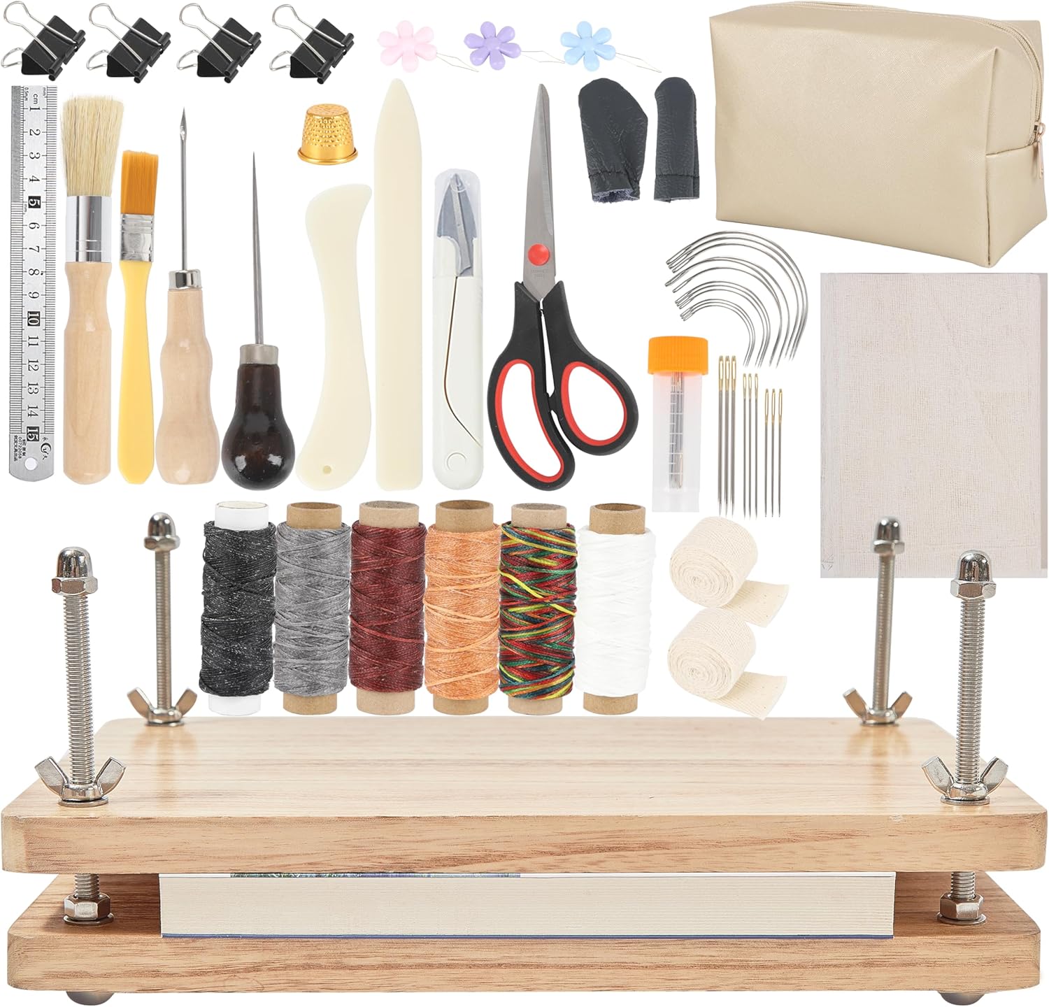 FUXAFU Book Binding Kits with Wooden Press for DIY Projects