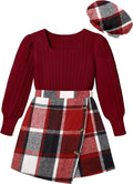 AGAPENG Girl Skirt Set Plaid Skort Outfit - Classic Fall Style