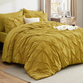 Bedsure King Size Comforter Set Mustard Yellow - Pintuck 7-Piece