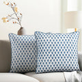 CPC 100% Cotton Throw Pillow Covers 20x20 in Set of 2 - Boho Blue
