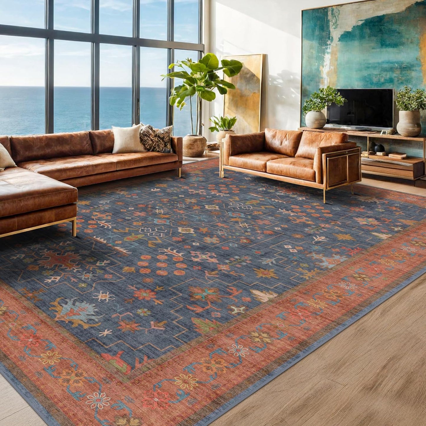 Navy Blue Area Rugs 9x12 for Living Room and Dining Room