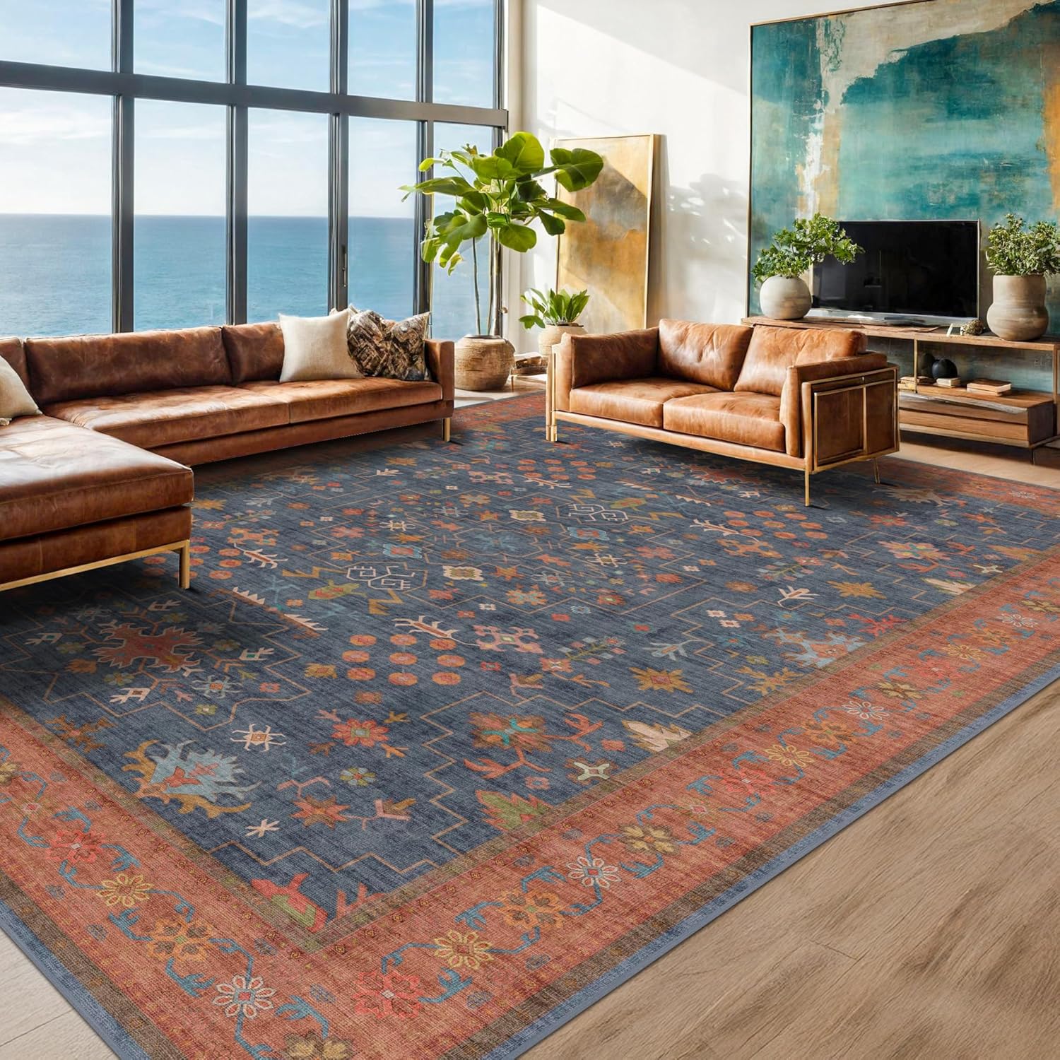 Navy Blue Area Rugs 9x12 for Living Room and Dining Room