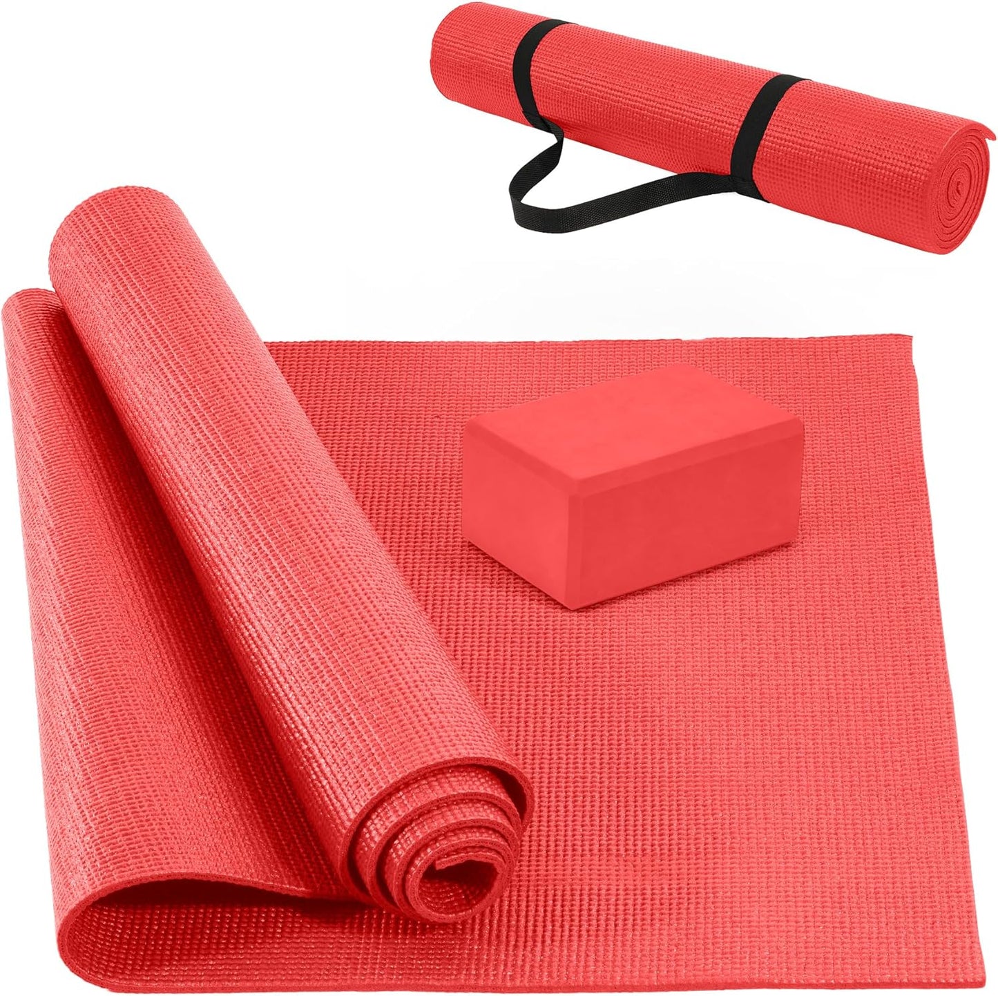 Anti-Tear Yoga Mat Set - Red