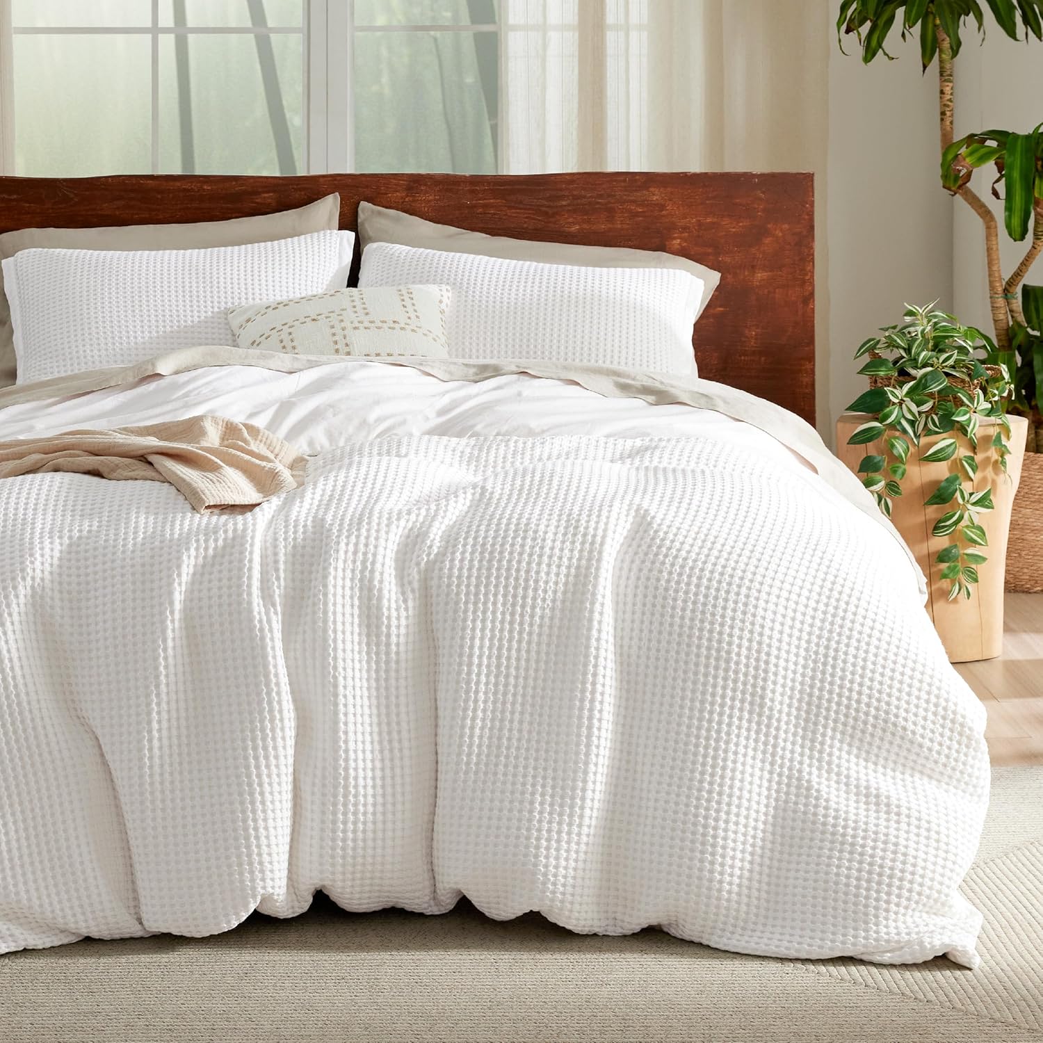 Bedsure Cooling Waffle Duvet Cover Queen for Hot Sleepers