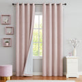 Pink Full Blackout Curtain Panel 95 in Long - Heavy Linen Texture