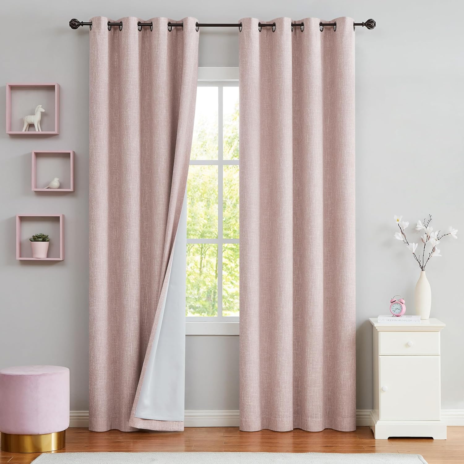Pink Full Blackout Curtain Panel for Noise Reduction and Style
