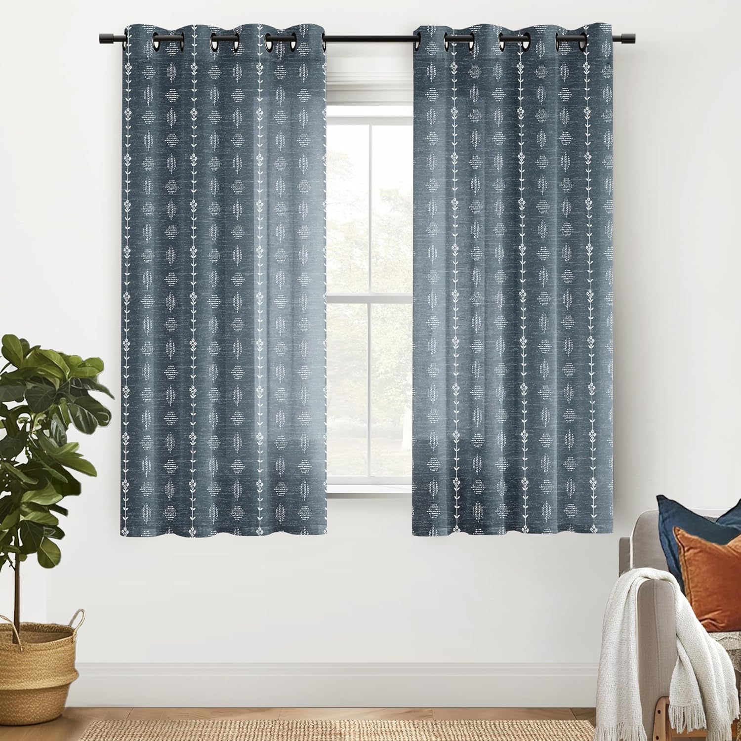 Denim Blue Curtains for Living Room and Bedroom Decor