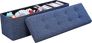 Ornavo Home 45 Inch Foldable Storage Ottoman for Every Room