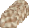 Gingham Natural 6 Pack Non-Slip Chair Cushions - 15x16 in U-Shaped