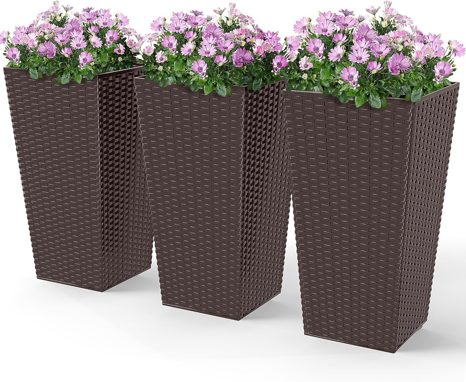 Outsunny Tall Planters Set of 3 for Outdoor Plants, 24 in