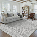 Grey Area Rug 6x9 Machine Washable Distressed Floral - Easy Care