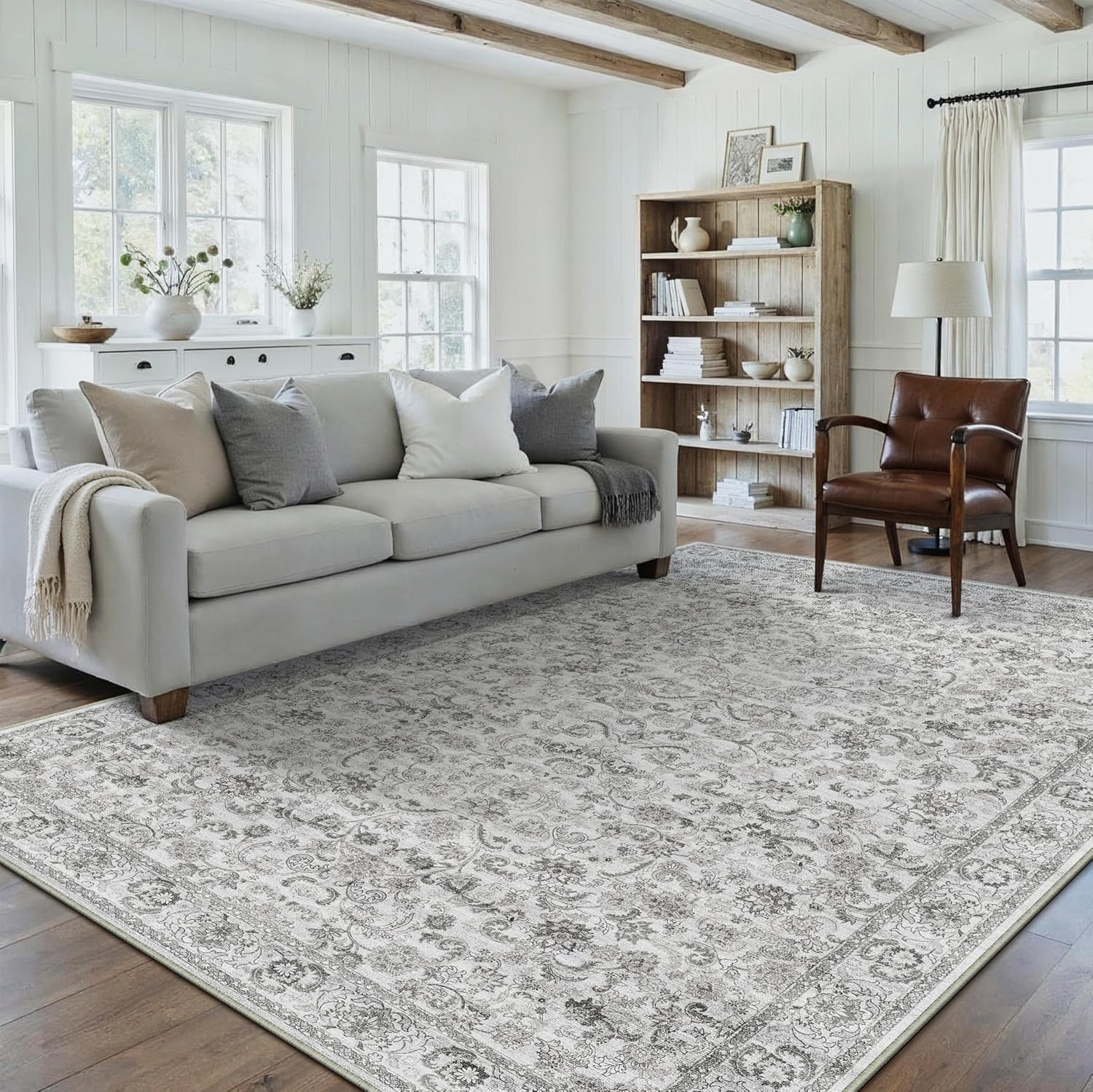 Grey Area Rug 6x9 Machine Washable for Living Room and More