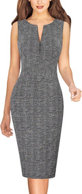 VFSHOW Womens Slim Front Zipper Sheath Dress - Versatile Office Wear