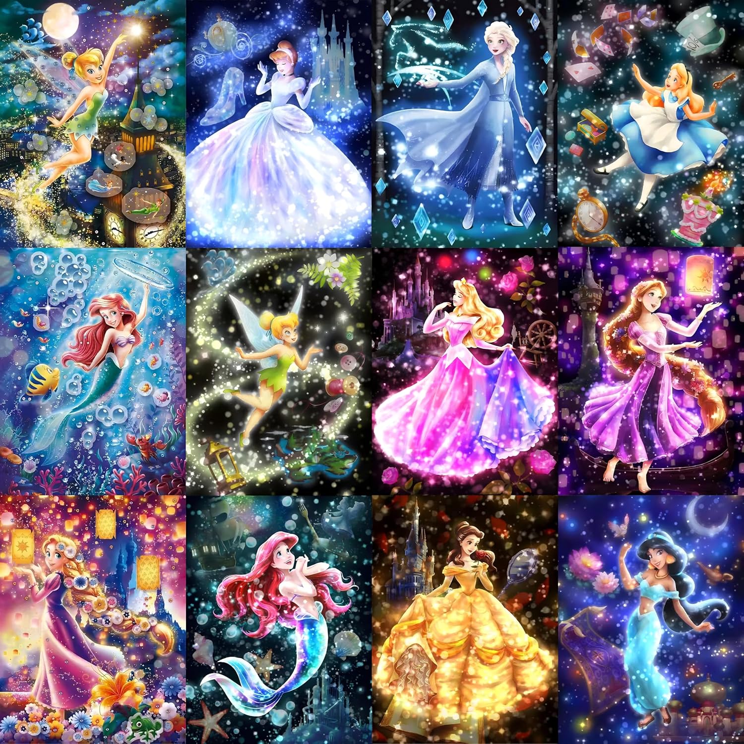 RYMILIE 12 Pack Diamond Art Kits for Adults - 5D Princess Designs