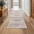 Boho 2x7 Long Runner Neutral Farmhouse Hallway Rug - Low-Pile Durable