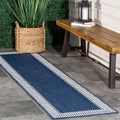 nuLOOM 2 ft x 8 ft Outdoor Area Rug - Durable Striped Border Runner
