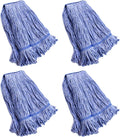Mop Heads Replacement Heavy Duty Blue Cotton Looped End (4 Medium)