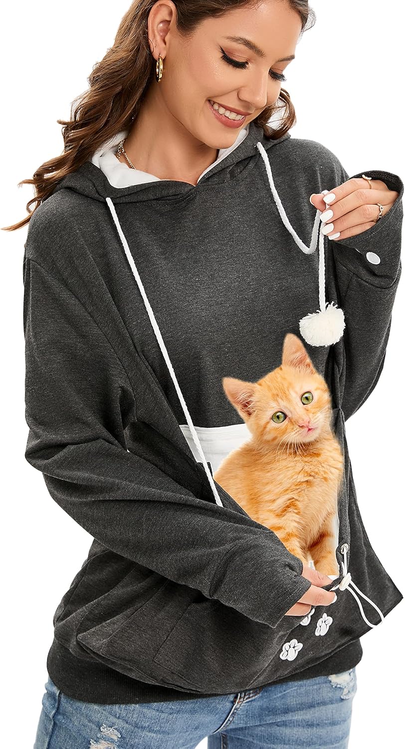 Fleece Pet Cat Small Day Pouch Hoodie Carrier for Cozy Comfort