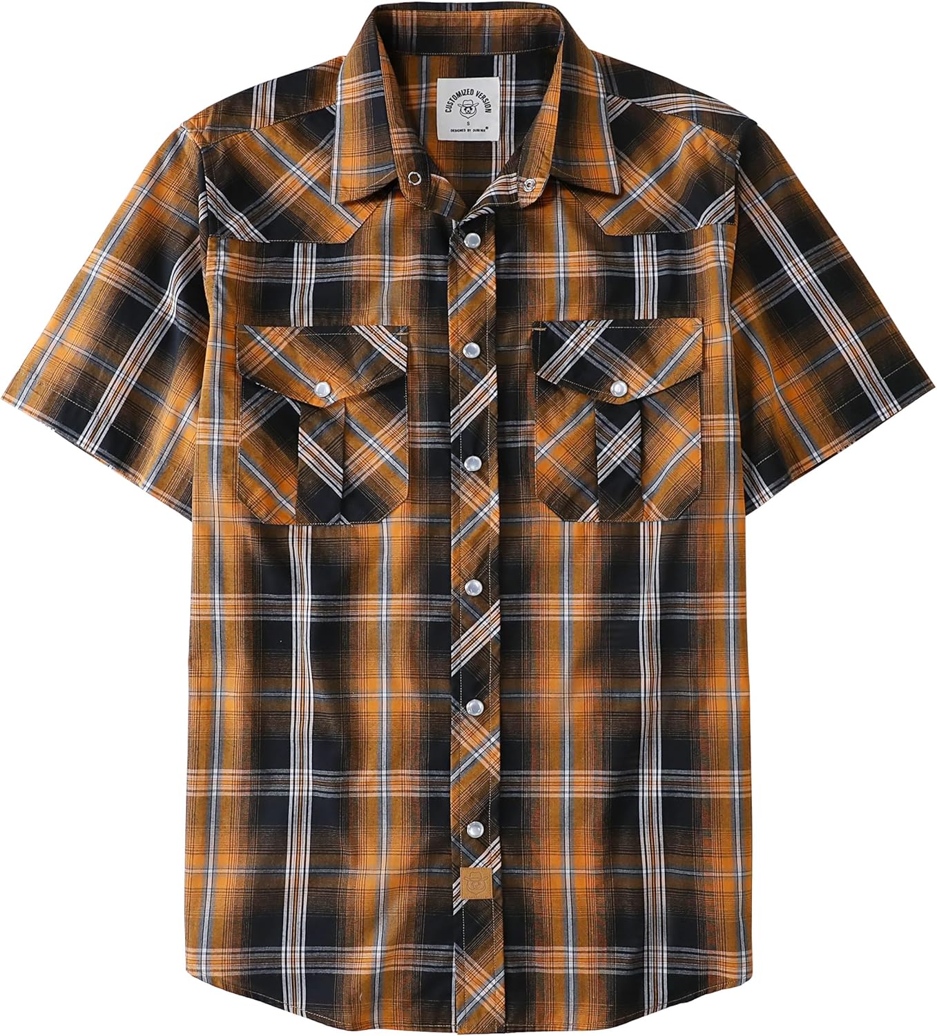 Dubinik Short Sleeve Plaid Pearl Snap Shirts for Men Casual Wear