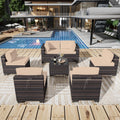 Outdoor Patio Sectional Set 7 Pieces - PE Rattan Conversation Sofa