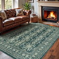 Lessymo 6x9 Area Rug Vintage Dark Green Distressed Floral - Machine