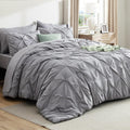 Bedsure Full Comforter Set Grey - Full Size 7-Piece Pintuck Set