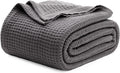 Bedsure Gentlesoft 100% Cotton Waffle Blanket Queen - Soft, Breathable