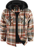 Men's Thick Fleece Plaid Jacket with Sherpa Lining - Full Zip Hoodie