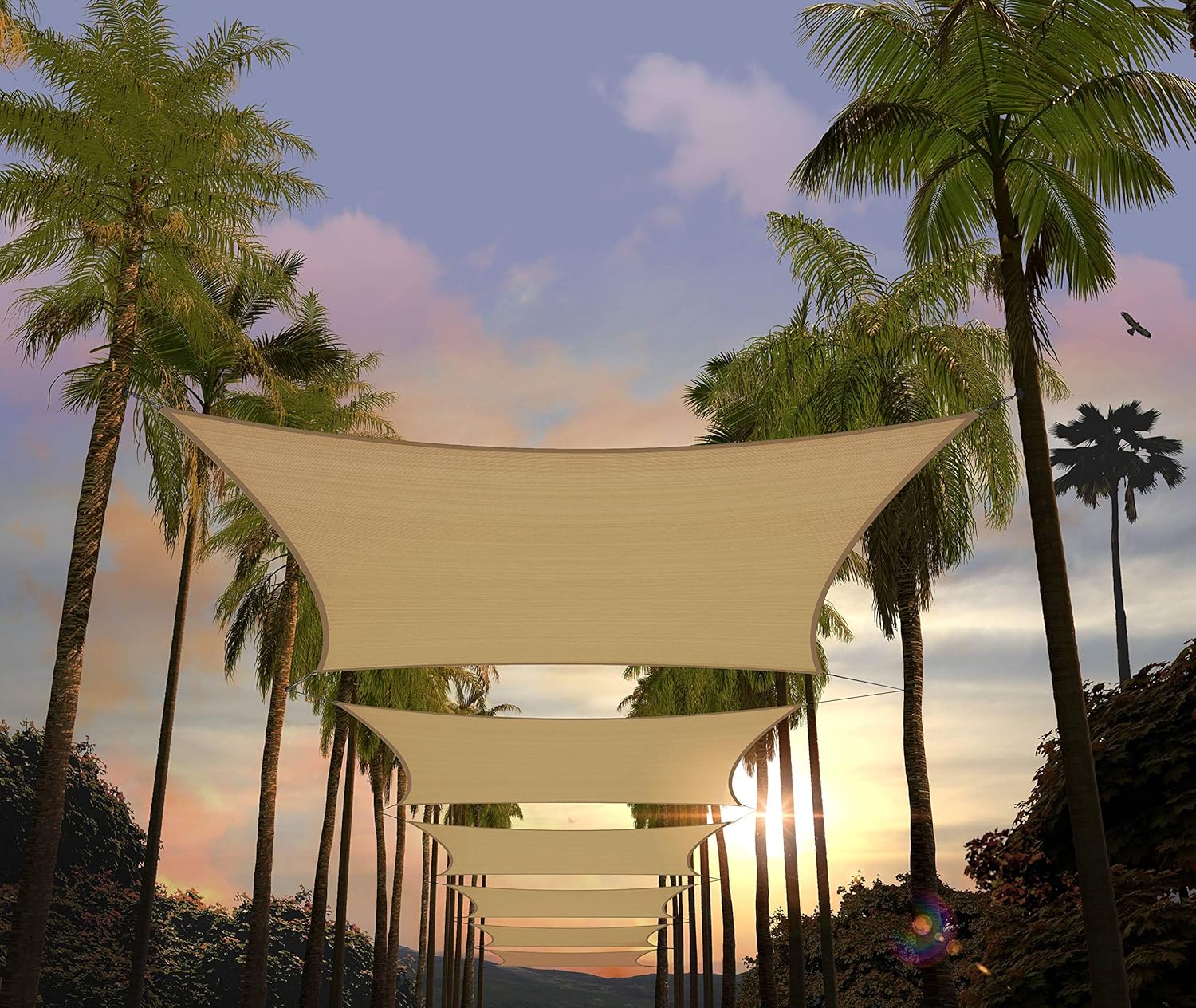 Custom Size 17ft x 19ft Sand Beige Sun Shade Sail for Outdoors