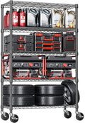 5-Tier Storage Shelving Unit with Wheels - Heavy Duty Steel Rack