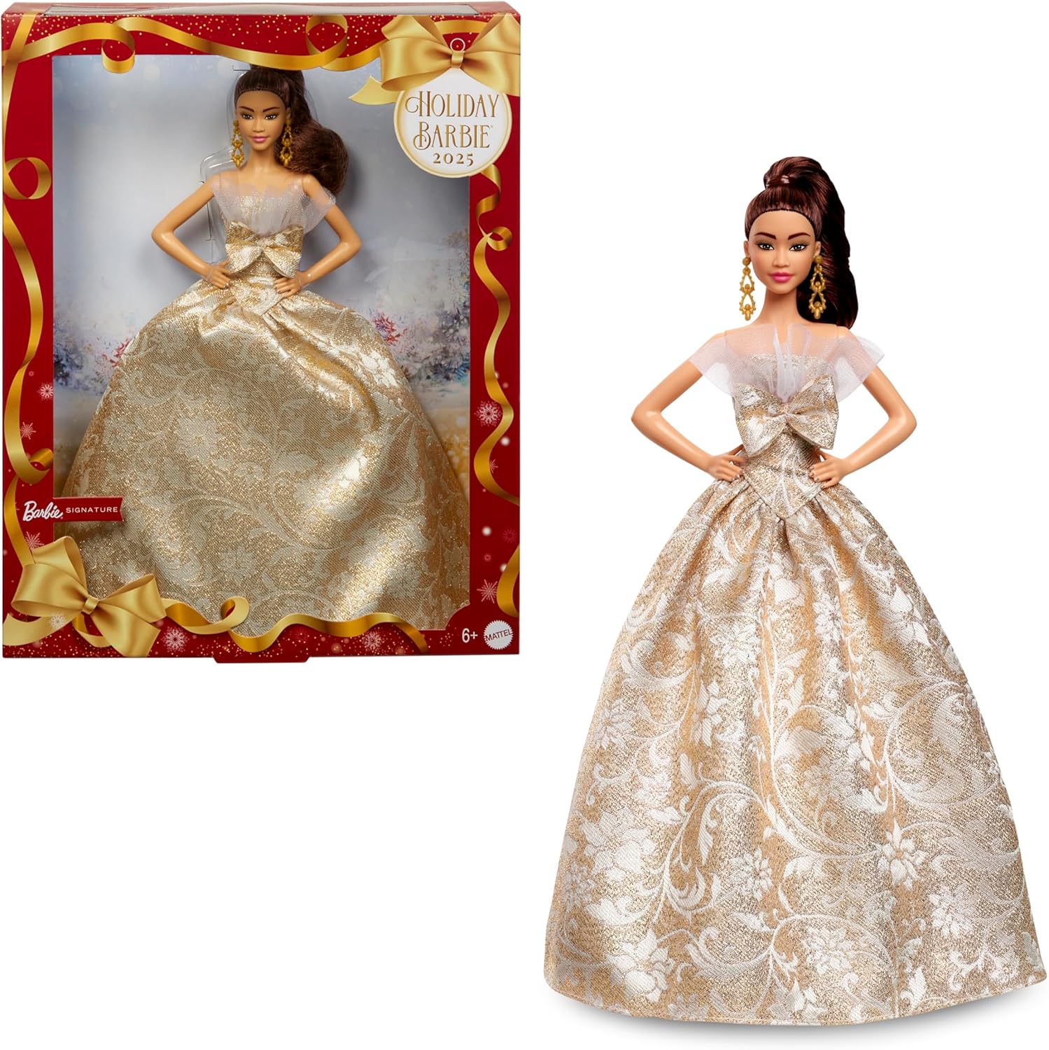 2025 Holiday Barbie Doll with Silver & Gold Gown for Collectors