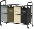 Tajsoon 4 Bag Laundry Sorter Cart - Mobile Laundry Organization