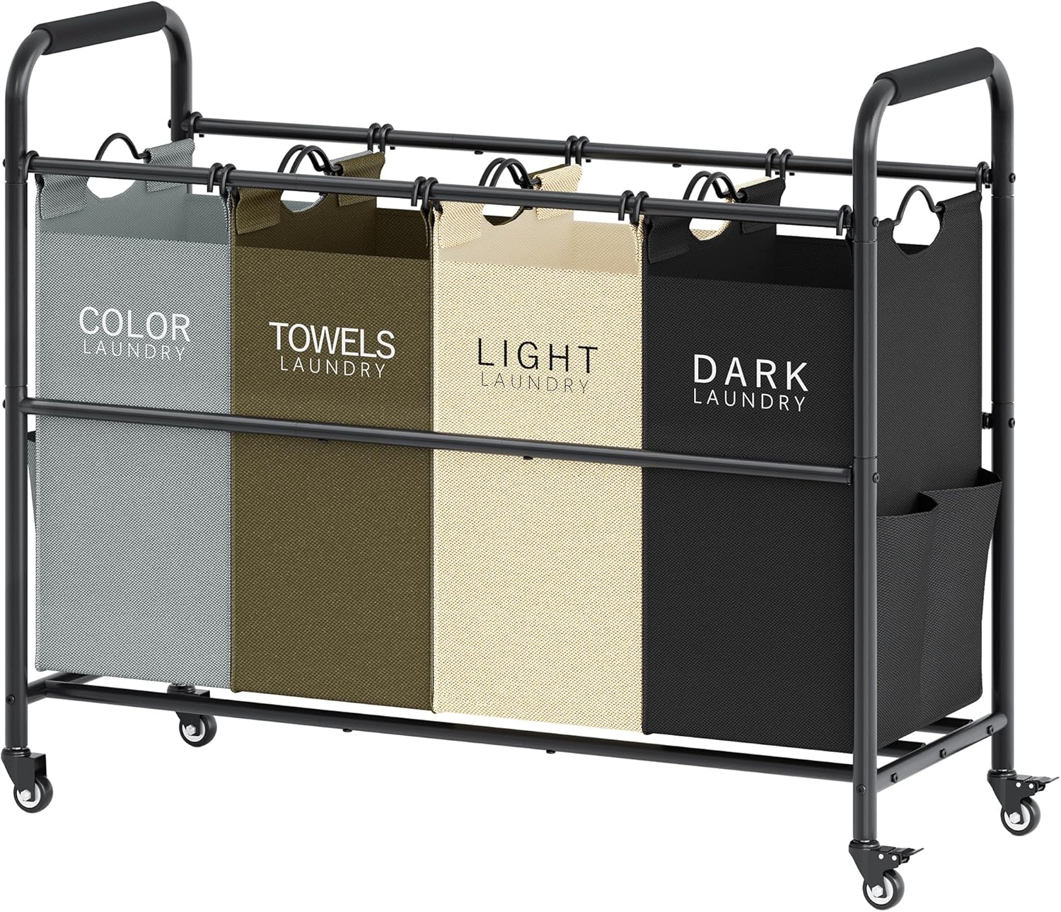 Tajsoon 4 Bag Laundry Sorter Cart with Heavy Duty Wheels