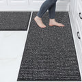 Kitchen Rugs and Mats 2PCS Runner Set - Absorbent Non-Slip Charcoal