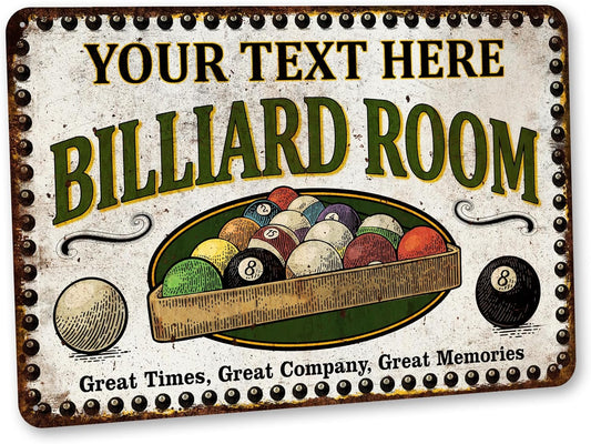 Personalized Billiards Room Sign for Game Room Decor
