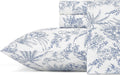 Queen Percale Cotton Sheets - Crisp, Cool Pen and Ink Palm Blue