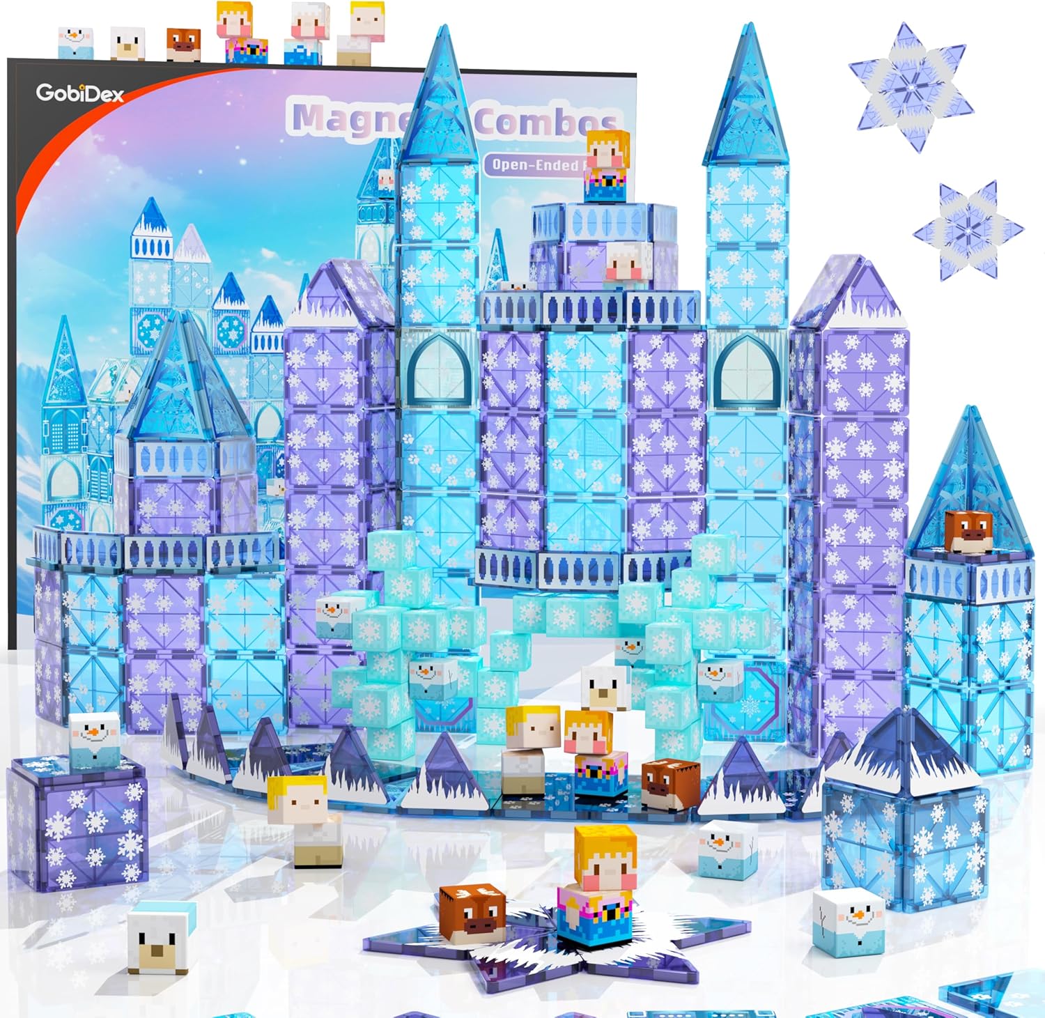 GobiDex 102PCS Frozen Magnetic Tiles Blocks for Creative Play