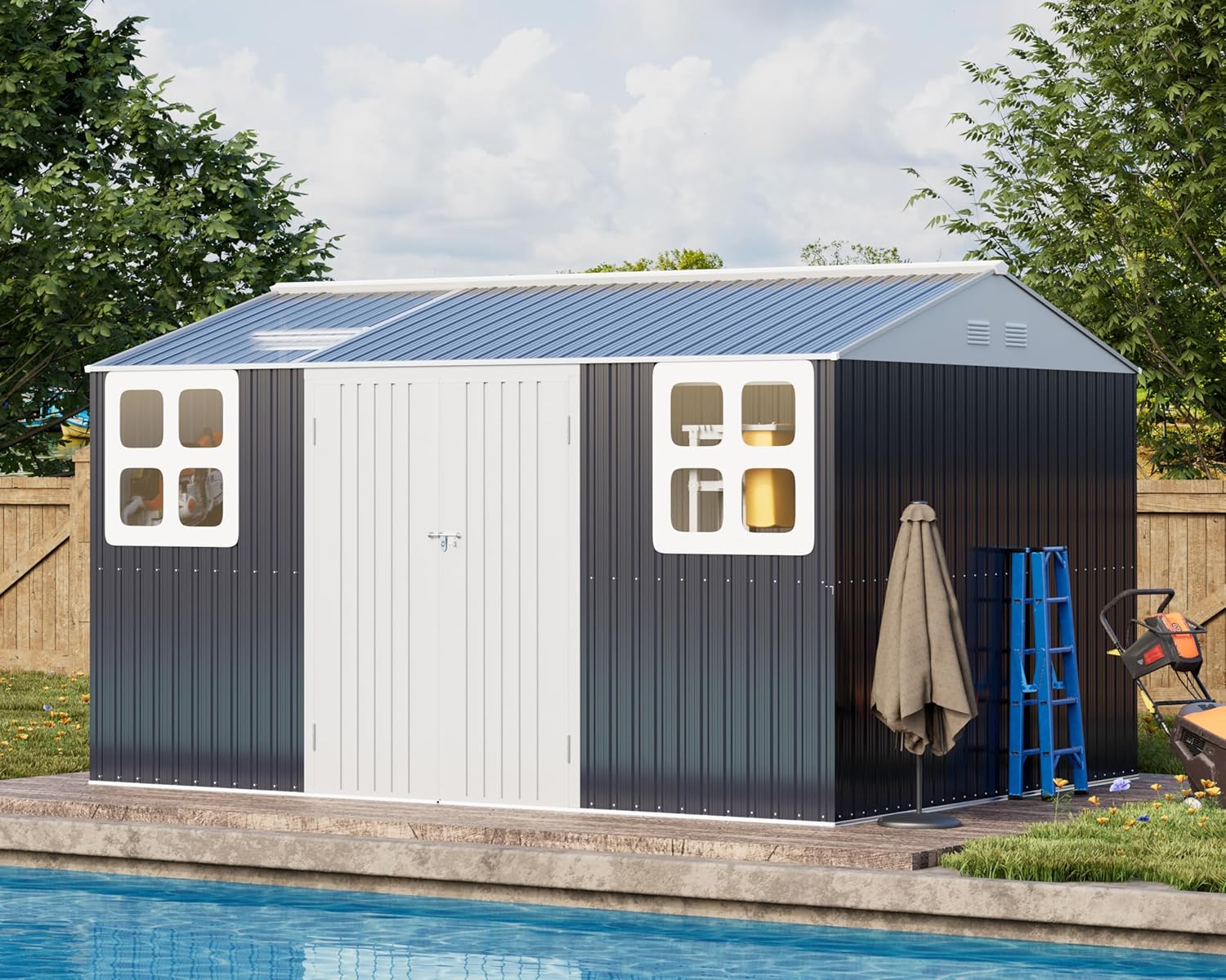12x10 FT Heavy-Duty Metal Shed for Outdoor Storage Solutions