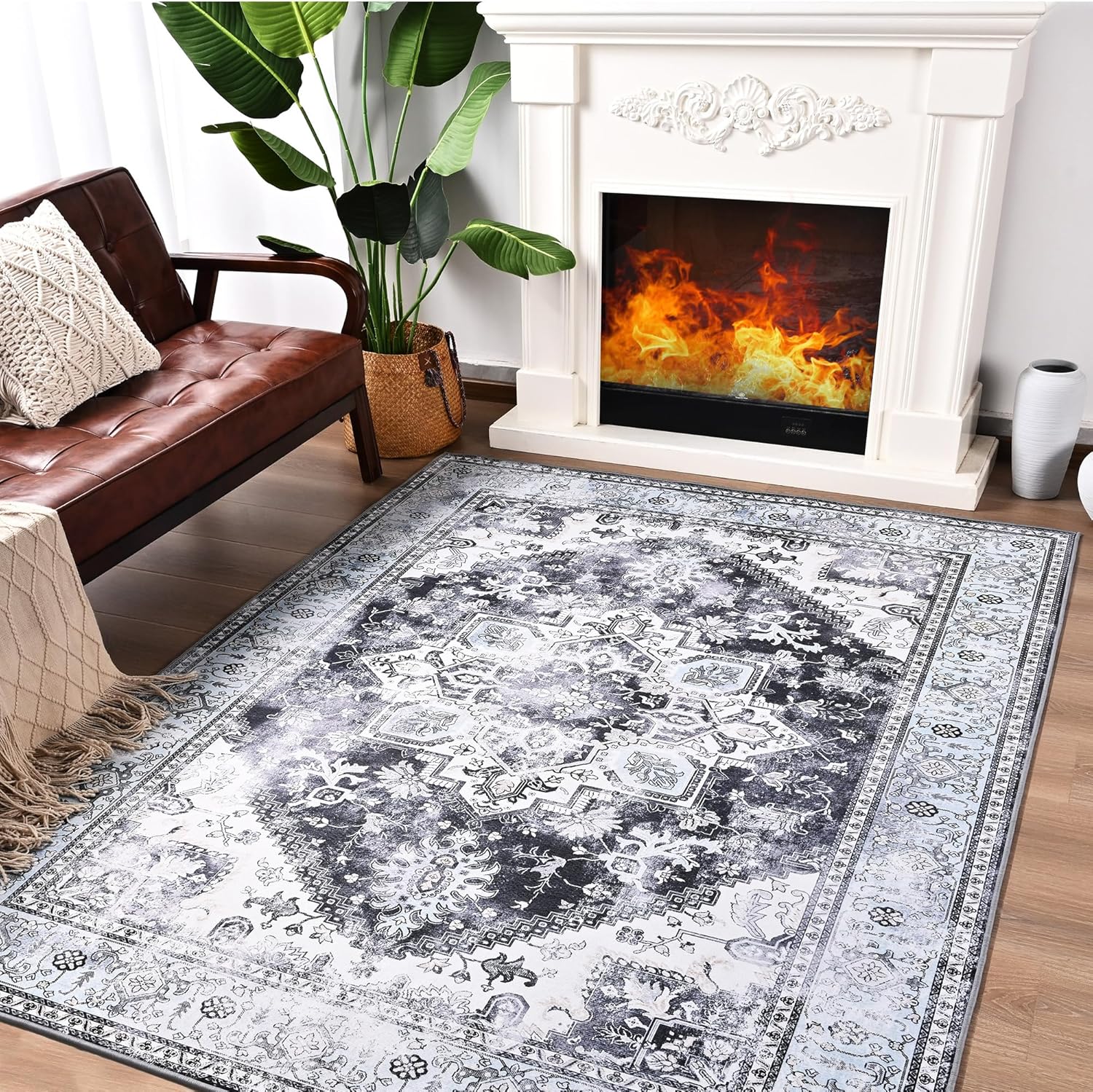 ST. BRIDGE Washable 4x6 Soft Area Rug - Non-Slip Colorful Accent