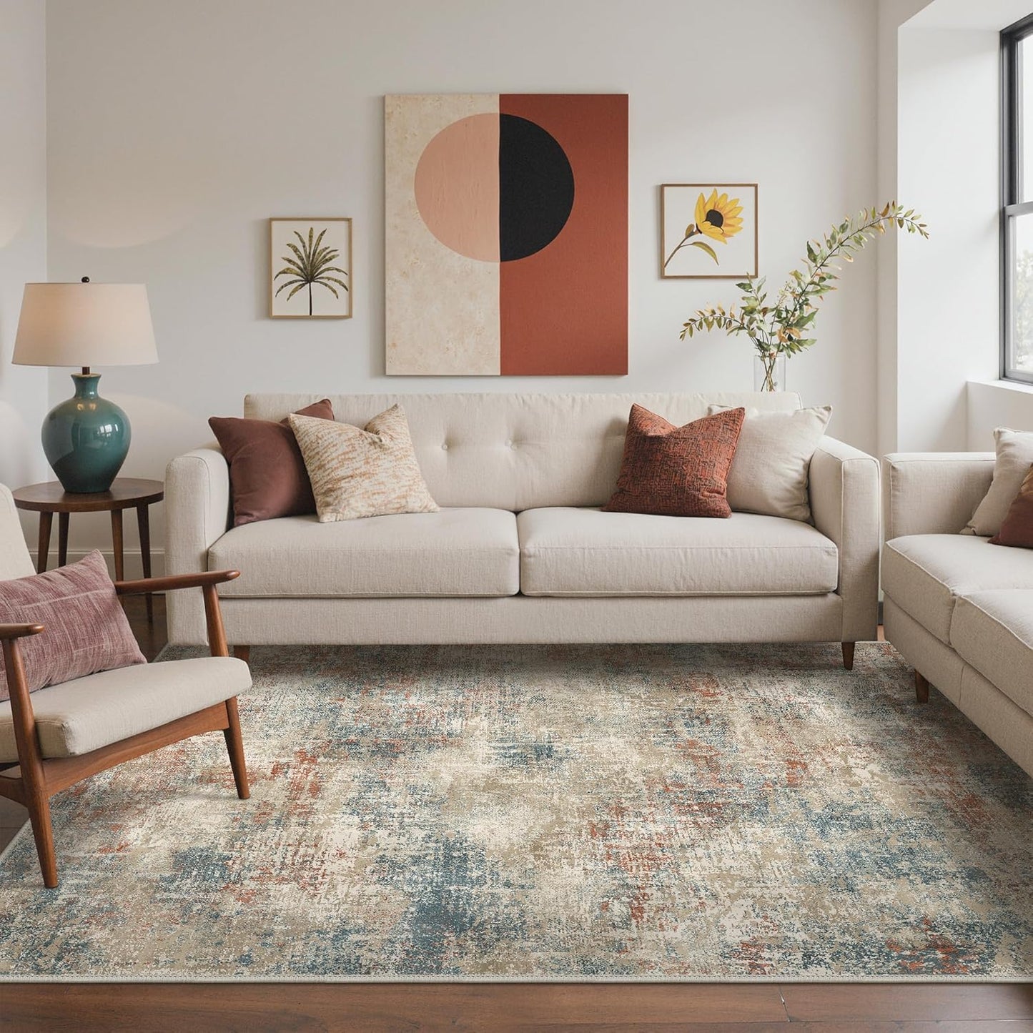 Modern Abstract 9x12 Area Rugs for Living Room and Bedroom