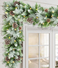 Pre-lit Christmas Garland 9 FT with 100 Warm Lights - Cozy Snow-Dusted