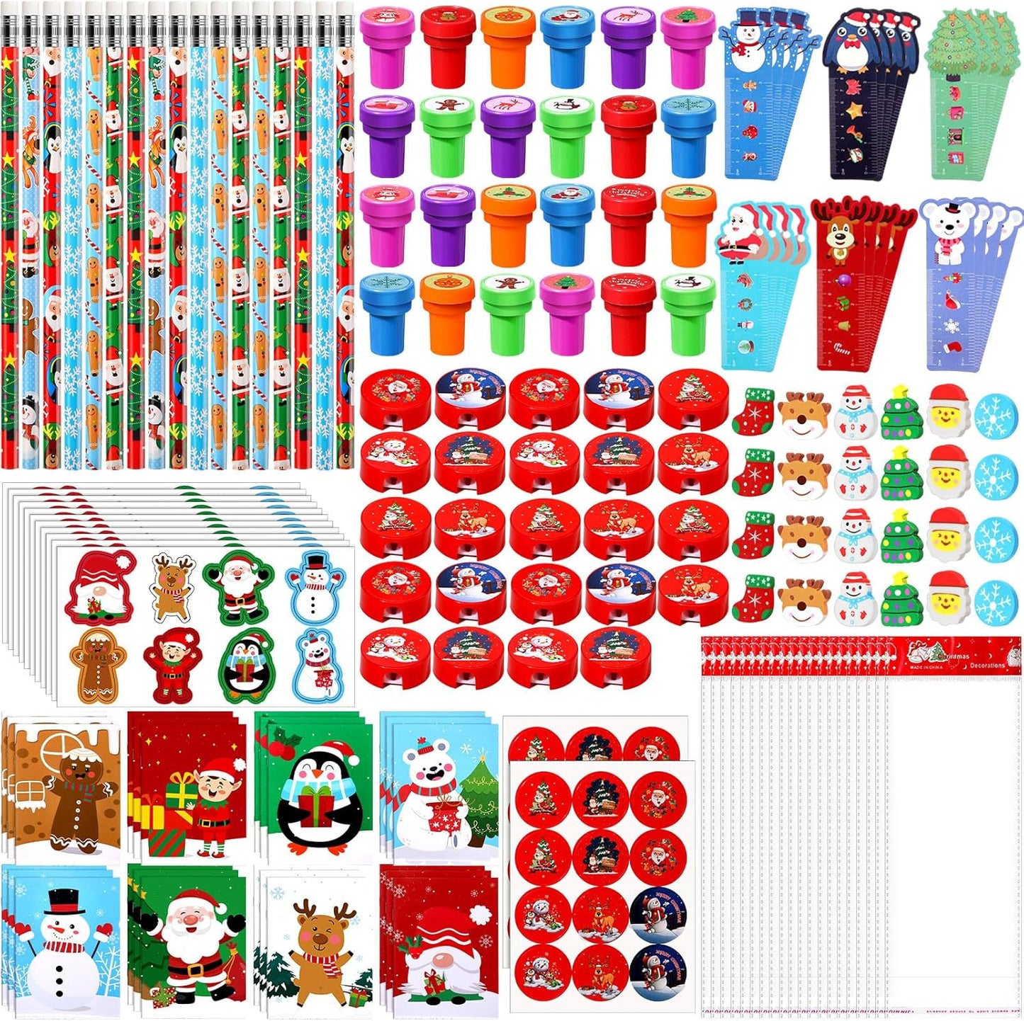 216 Pcs Christmas Party Gift Set | Xmas Stationery Bundle