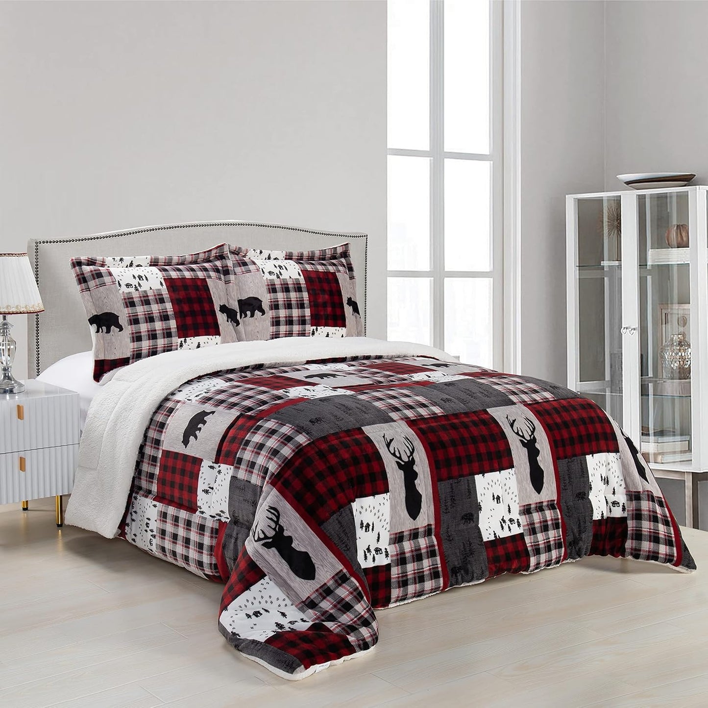 Elegant Comfort Twin XL Micromink Sherpa Reversible Comforter Set