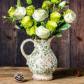 Enra Large Vintage Green Ceramic Vase and Pitcher - 9.7 in Chinoiserie