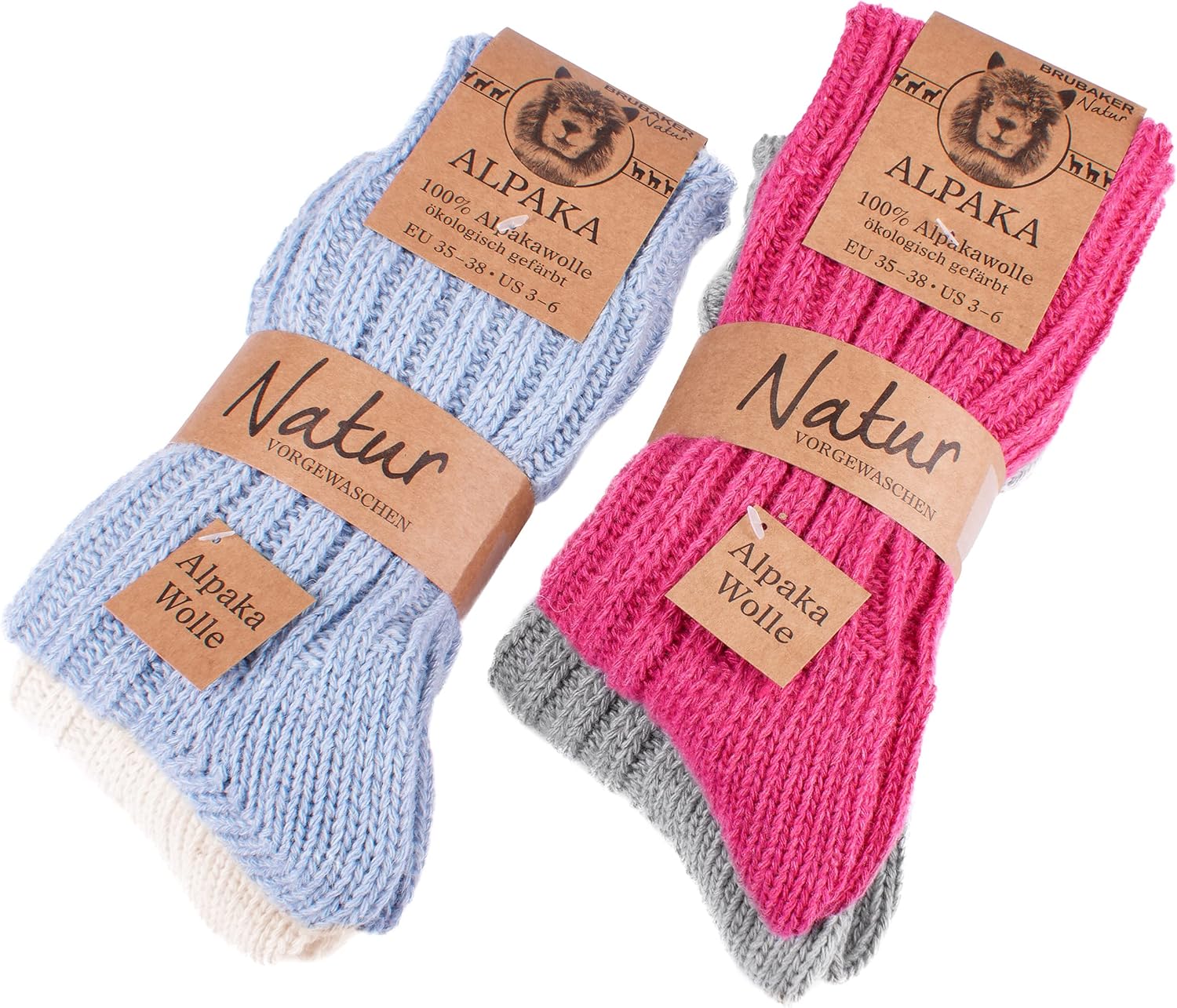 Warm Alpaca Socks for Men or Women - 4 Pairs of Comfort