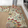 GENIMO Kitchen Mats 2PCS Runner and Mat Set - Cushioned Anti-Fatigue