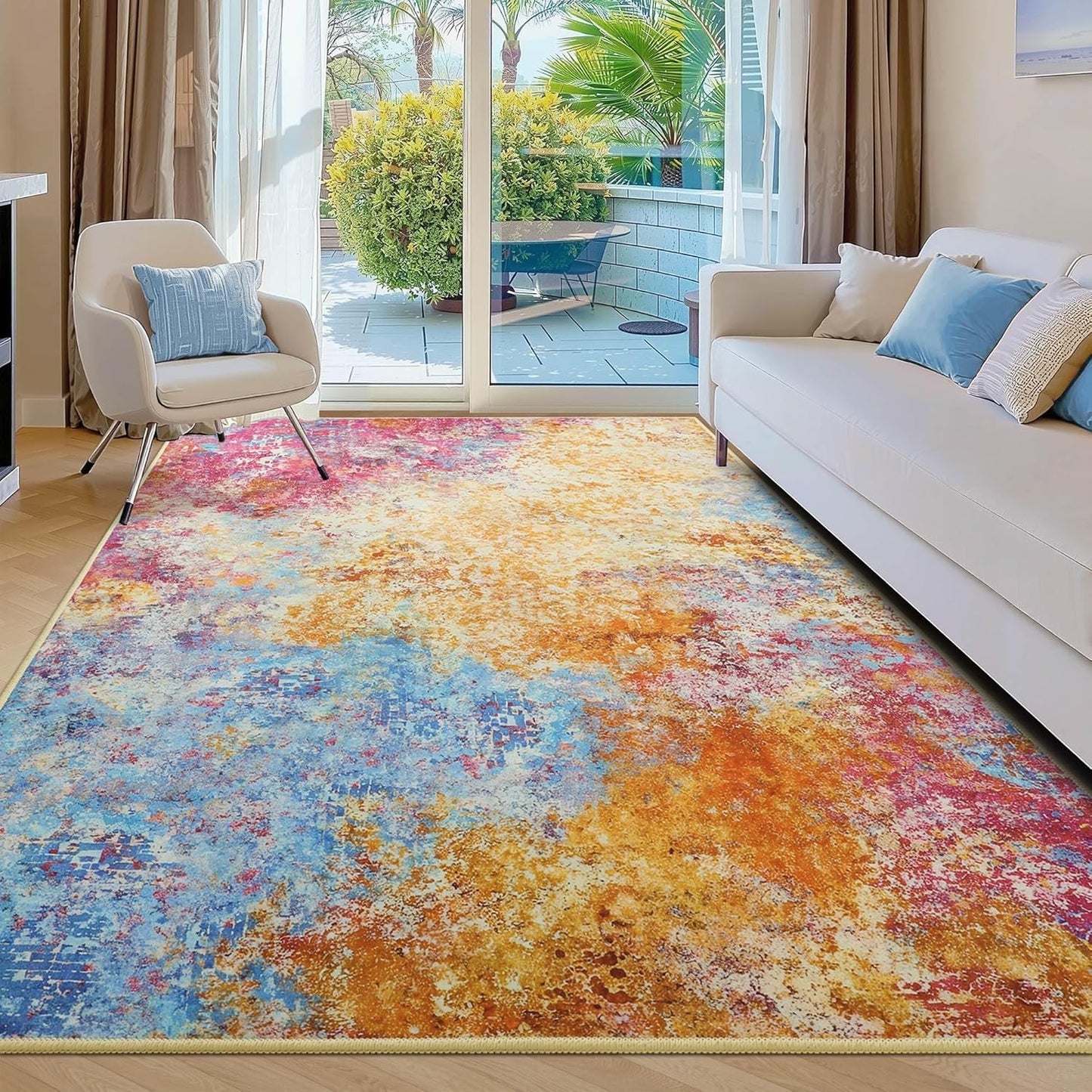 Kelarea Living Room Rug - 4x6 Modern Abstract Washable Design