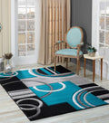 Area Rug Modern Soft Hand Carved Contemporary Floor Carpet - Turquoise